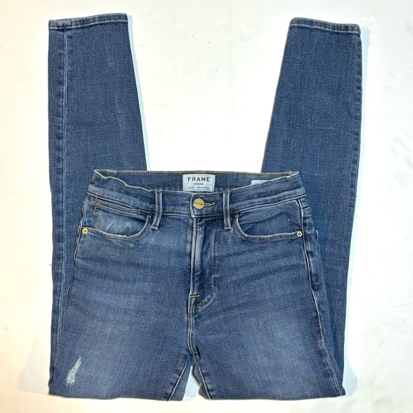 FRAME Le High Skinny Distressed Jeans 27 - Picture 4 of 9